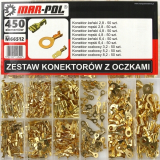 MAR-POL M66512 Sada konektorov s očkami 450 kusov 