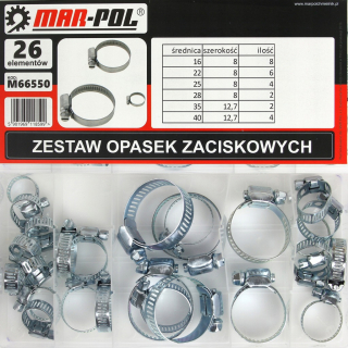 MAR-POL M66550 Hadicové svorky spony 26ks 