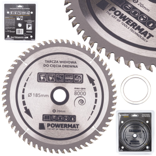 POWERMAT TDD-185x20x60Z Vidiový kotúč na drevo 185x20 60z