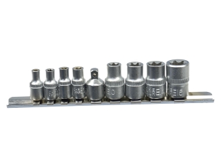 GEKO G10169 9dielna sada torx objímok E5-16, 1/4" & 3/8" kľúče